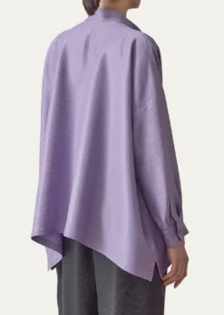 EskandarMidweight Silk Plisse Wide A-Line Shirt