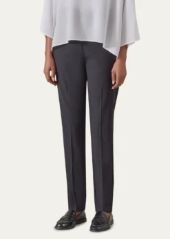 EskandarNarrow Elastic Waist Wool Trousers