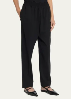 EskandarNarrow Elastic Waist Wool Trousers