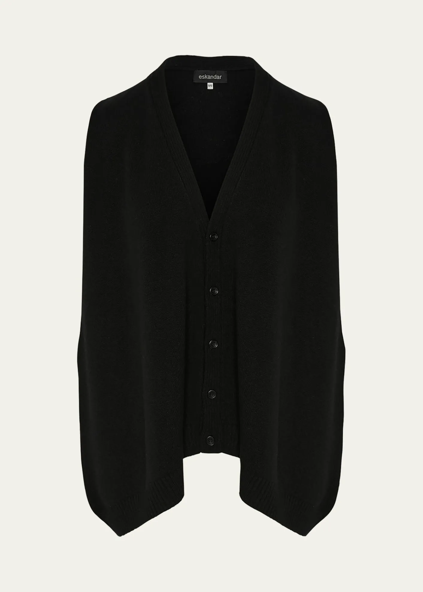 EskandarPlain Cashmere A-Line Sleeveless V-Neck Cardigan (Mid Plus Length)