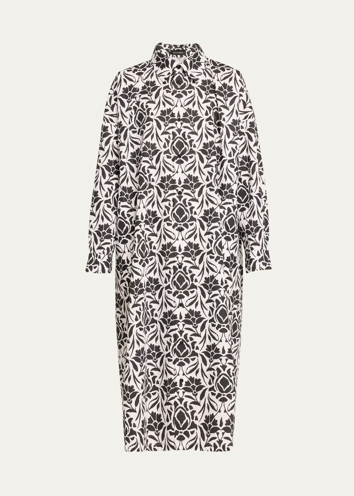 EskandarPrinted Wide A-line Shirtdress