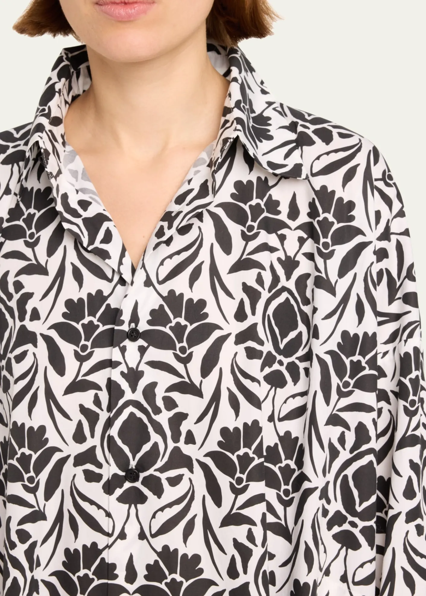 EskandarPrinted Wide A-line Shirtdress
