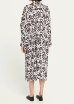 EskandarPrinted Wide A-line Shirtdress
