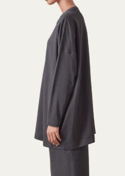 EskandarRound Neck Long Sleeve Cotton T-Shirt