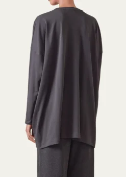 EskandarRound Neck Long Sleeve Cotton T-Shirt
