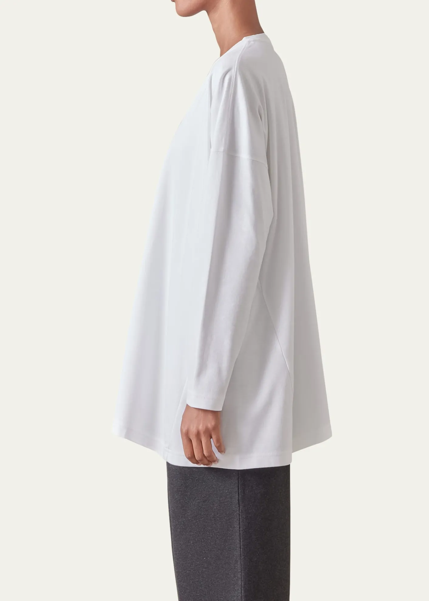 EskandarSide-Paneled V-Neck T-Shirt (Long Length)