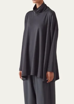 EskandarSide Panelled Scrunch Neck T-Shirt (Long Length)