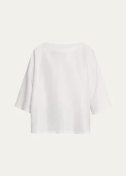 Eskandar3/4-Sleeve Shimmer Silk Top