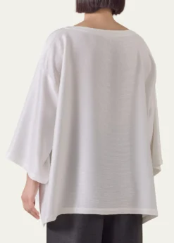 Eskandar3/4-Sleeve Shimmer Silk Top