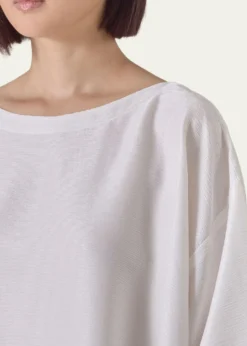 Eskandar3/4-Sleeve Shimmer Silk Top