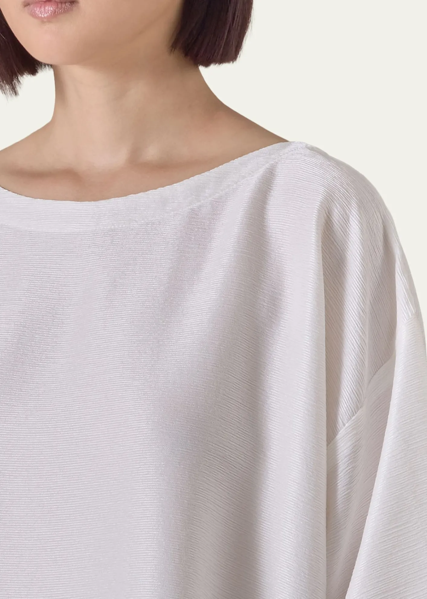 Eskandar3/4-Sleeve Shimmer Silk Top