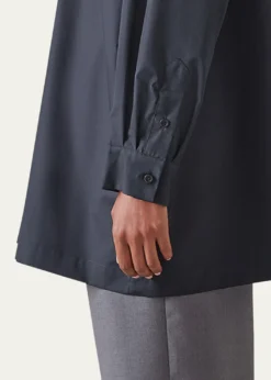 EskandarSlim A-line Back Pleat Shirt With Collar (Long Plus Length)