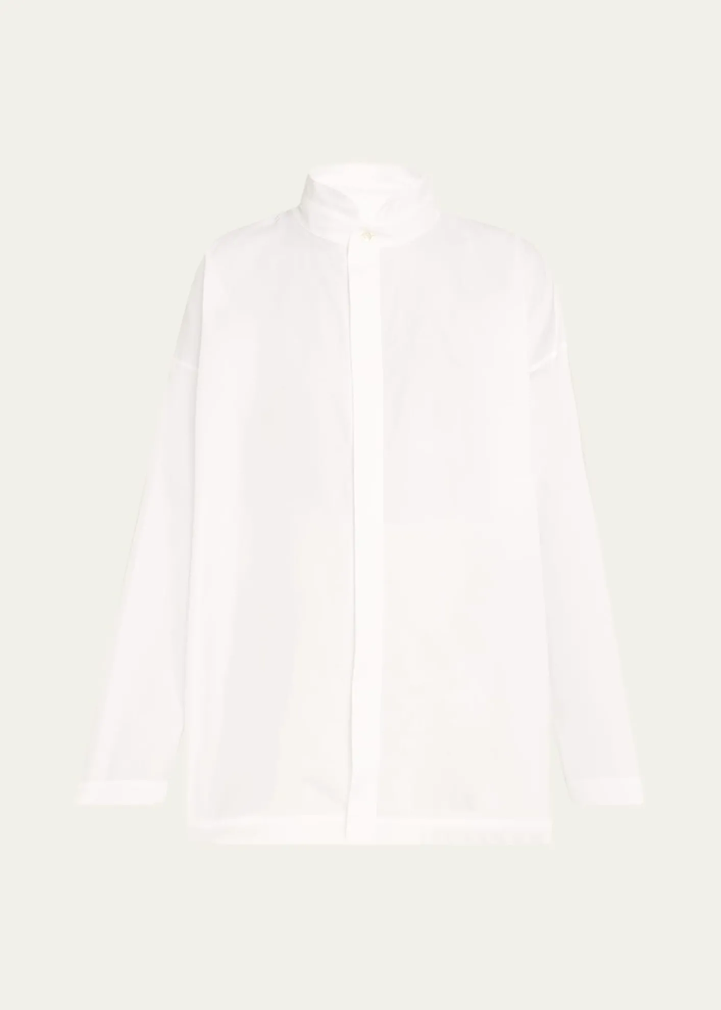 EskandarSlim A-Line Double Stand Collar Shirt with Stepped Insert (Long Length)