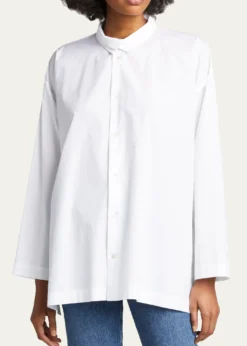 EskandarSlim A-Line Two Collar Shirt With Step Insert (Long Length)