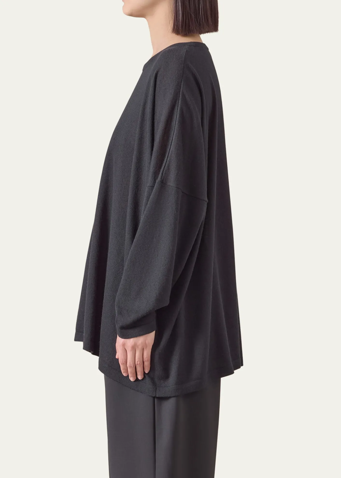 EskandarUltrafine Cashmere Wide Round-Neck Sweater (Mid Plus Length)