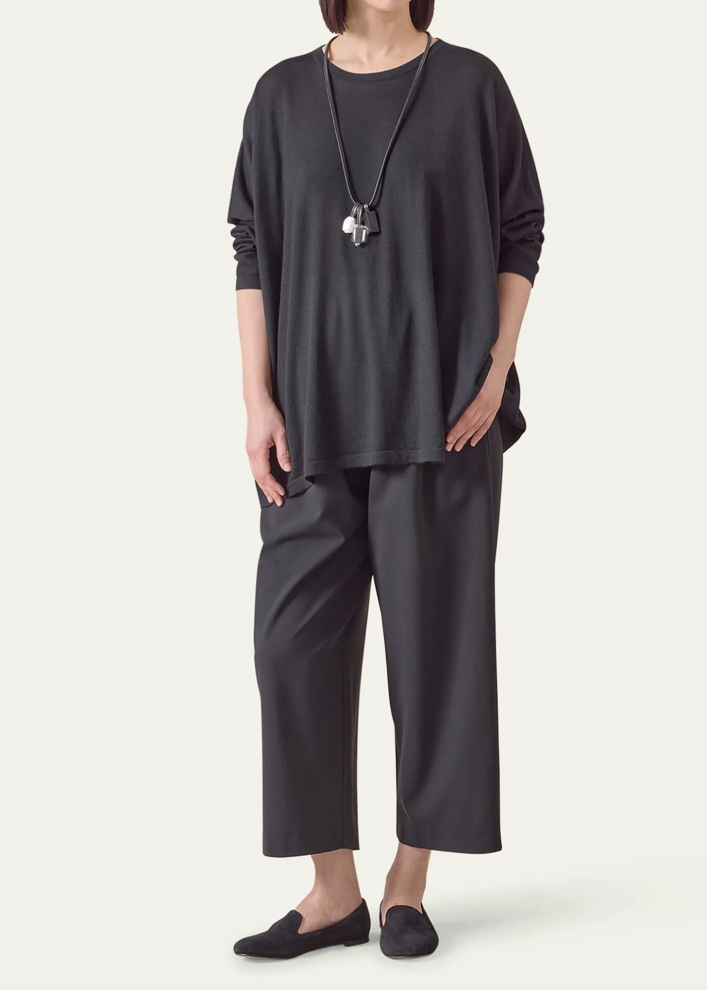 EskandarUltrafine Cashmere Wide Round-Neck Sweater (Mid Plus Length)