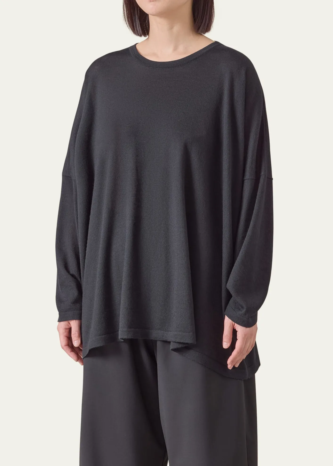 EskandarUltrafine Cashmere Wide Round-Neck Sweater (Mid Plus Length)
