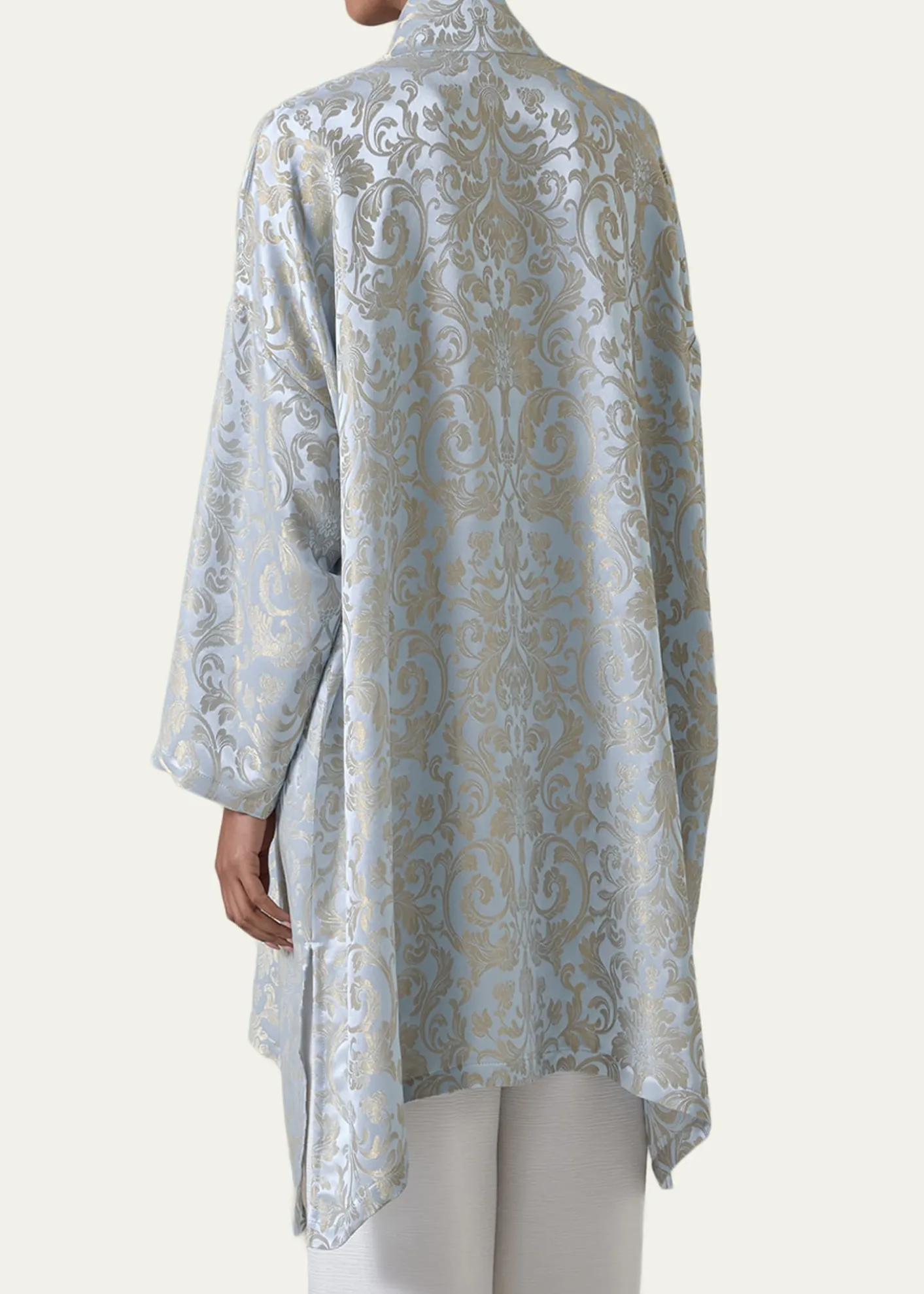 EskandarWide A-Line Chinese Collar Shirt - Very Long With Slits