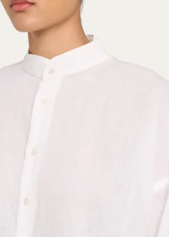 EskandarWide A-Line Collarless Classic Shirt - Long Plus Length