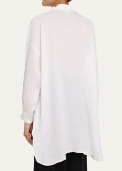 EskandarWide A-Line Collarless Classic Shirt - Long Plus Length