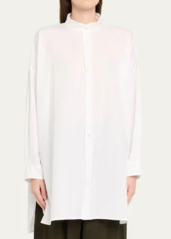 EskandarWide A-Line Collarless Classic Shirt (Long Plus)