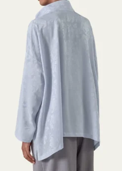 EskandarWide A-Line Double Stand Collar Shirt - Mid Plus Length