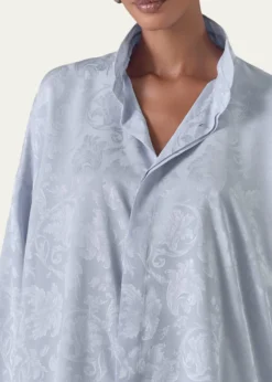 EskandarWide A-Line Double Stand Collar Shirt - Mid Plus Length