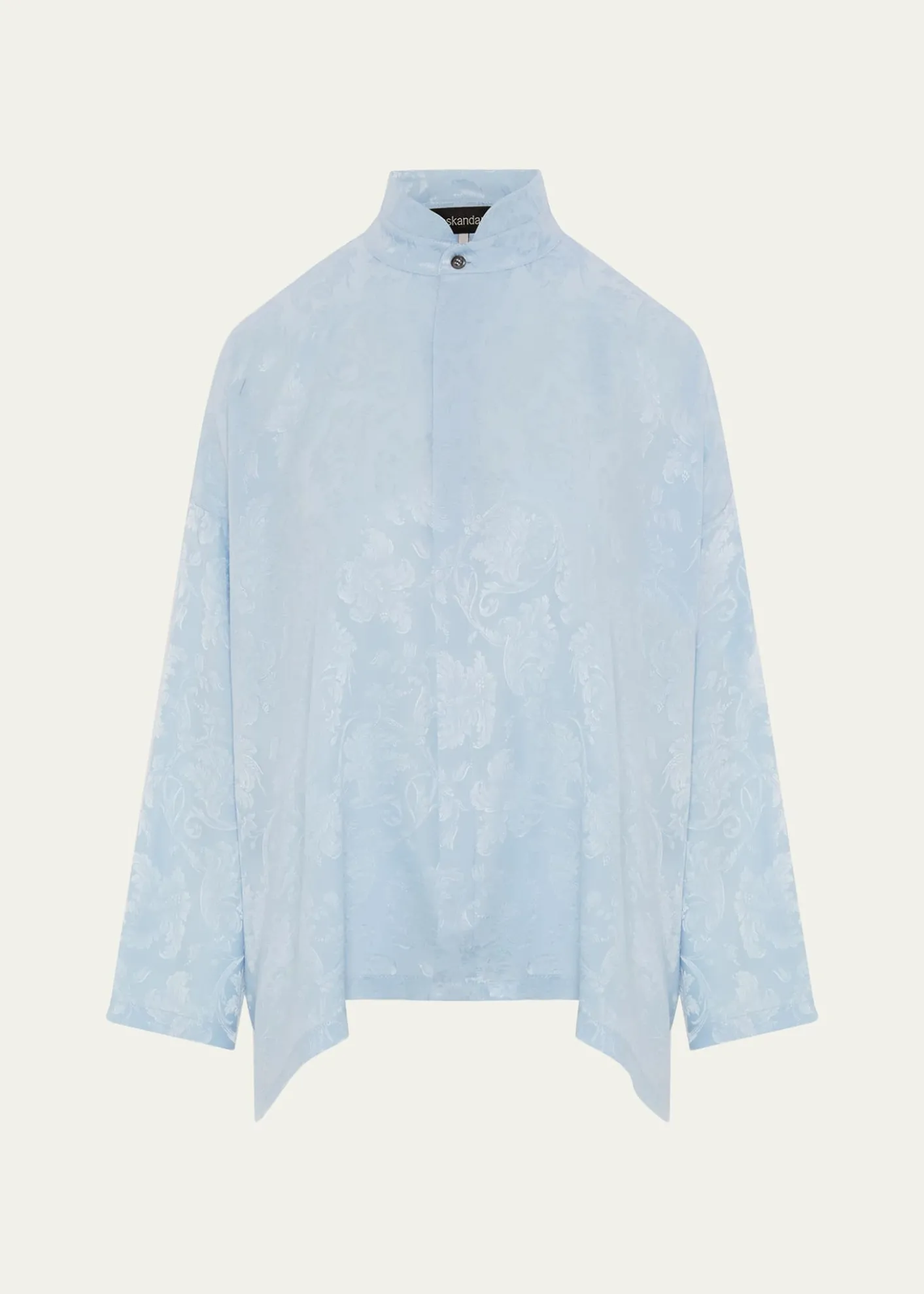 EskandarWide A-Line Double Stand Collar Shirt - Mid Plus Length