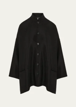 EskandarWide A-Line Mandarin Jacket - Long Length