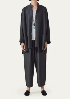 EskandarWide A-Line Mandarin Jacket - Long Length