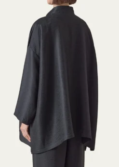 EskandarWide A-Line Mandarin Jacket - Long Length