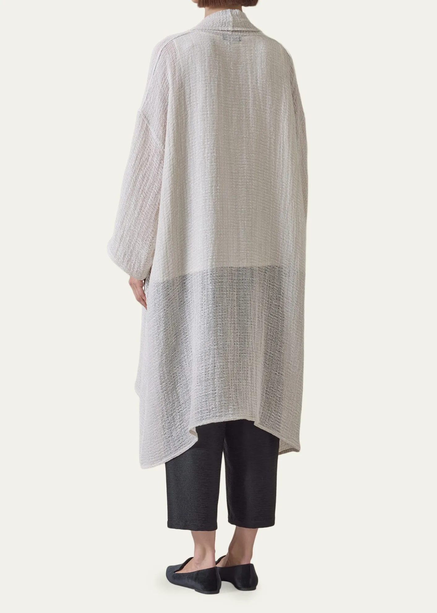 EskandarWide A-Line Scrunch Shawl Collar Jacket - Very Long