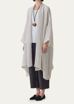 EskandarWide A-Line Scrunch Shawl Collar Jacket - Very Long