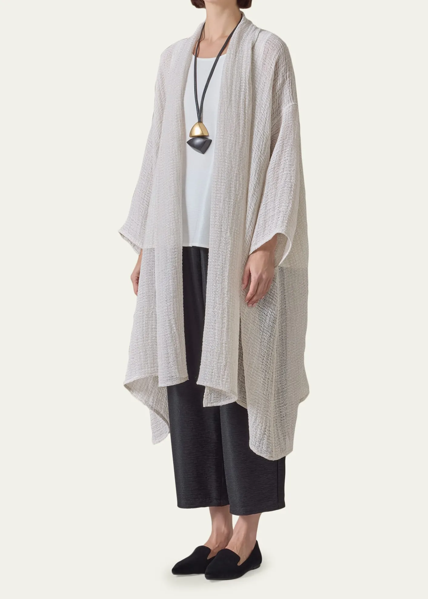 EskandarWide A-Line Scrunch Shawl Collar Jacket - Very Long
