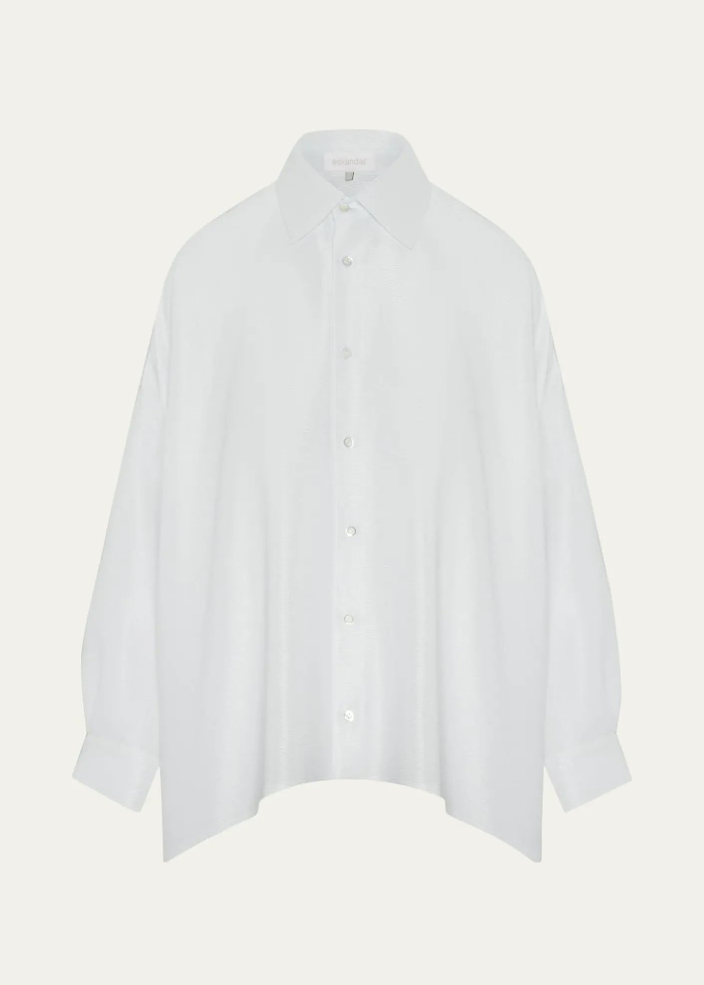 EskandarWide A-Line Shirt With Collar - Very Long Length