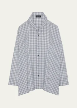 EskandarWide Brushed Gingham Cotton Shirt