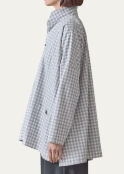 EskandarWide Brushed Gingham Cotton Shirt