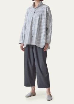 EskandarWide Brushed Gingham Cotton Shirt