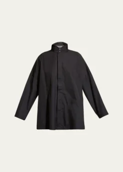 EskandarWide Double Stand Collar Shirt - Long
