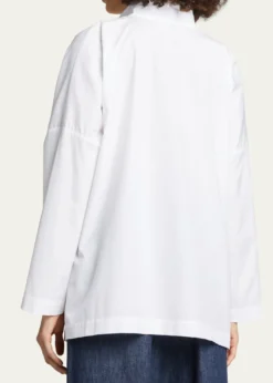 EskandarWide Longer-Back Double Stand Collar Shirt (Mid Plus Length)
