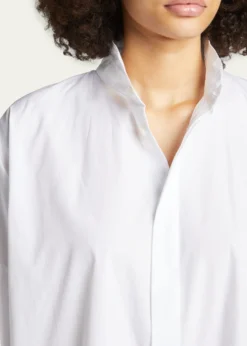 EskandarWide Longer-Back Double Stand Collar Shirt (Mid Plus Length)