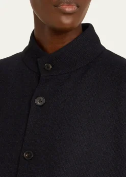 EskandarWide Open Stand Collar Jacket (Long Length)