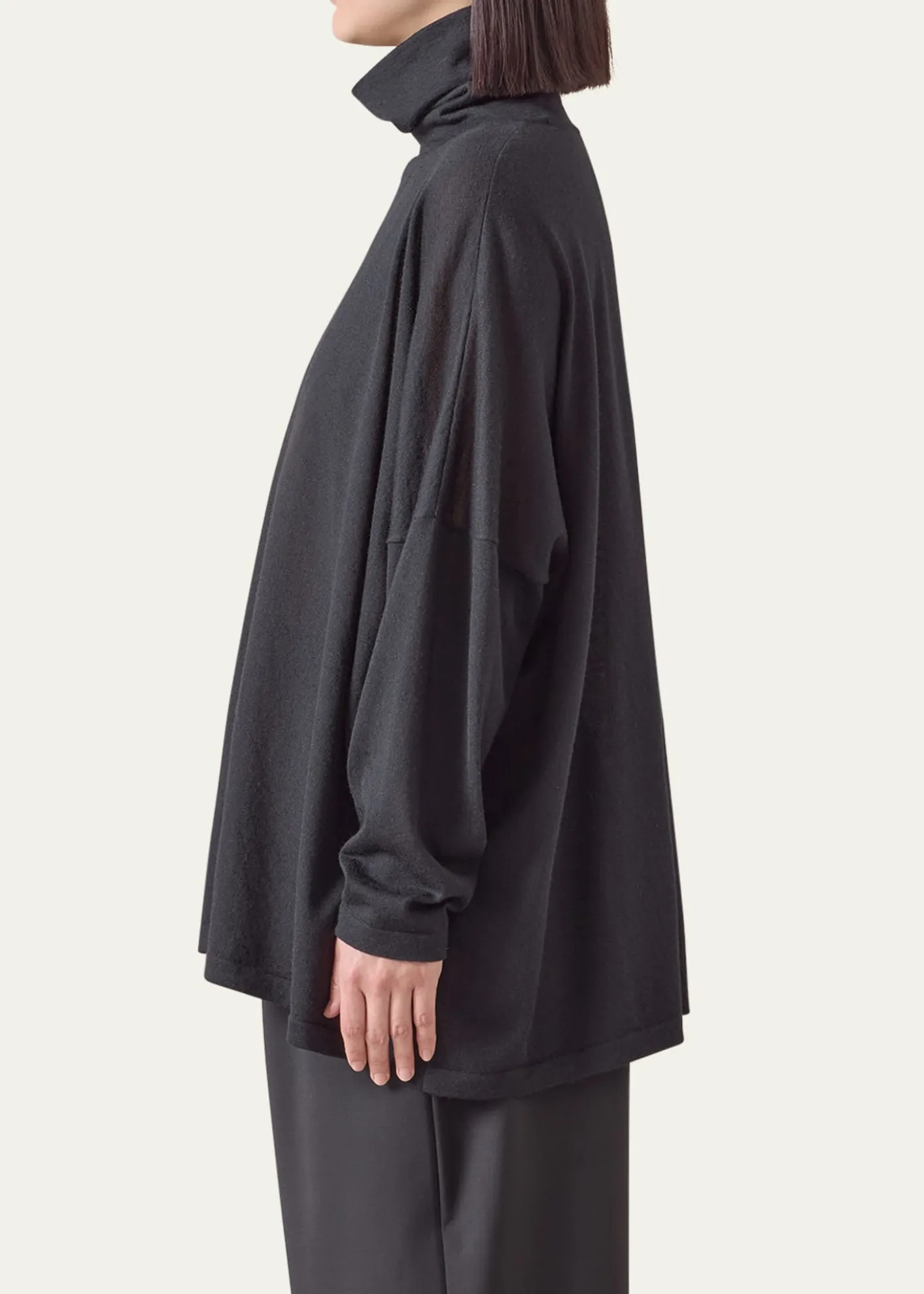 EskandarWide Scrunch Neck Top (Mid Plus Length)