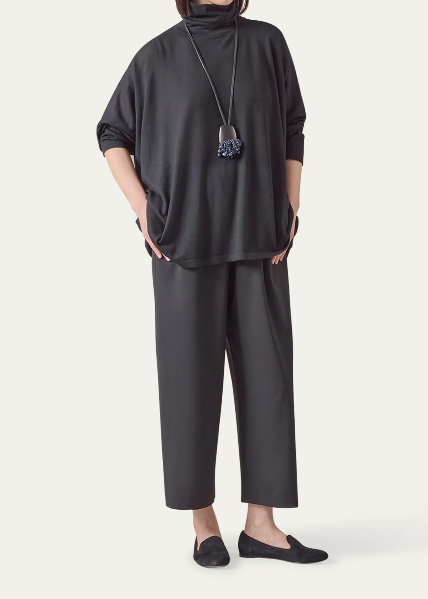 EskandarWide Scrunch Neck Top (Mid Plus Length)