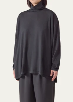EskandarWide Scrunch Neck Top (Mid Plus Length)