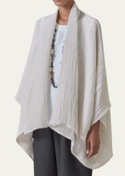 EskandarWide Short Sleeve Scrunch Shawl Collar Jacket - Mid Plus Length