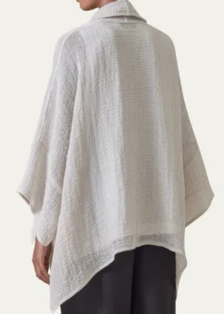 EskandarWide Short Sleeve Scrunch Shawl Collar Jacket - Mid Plus Length