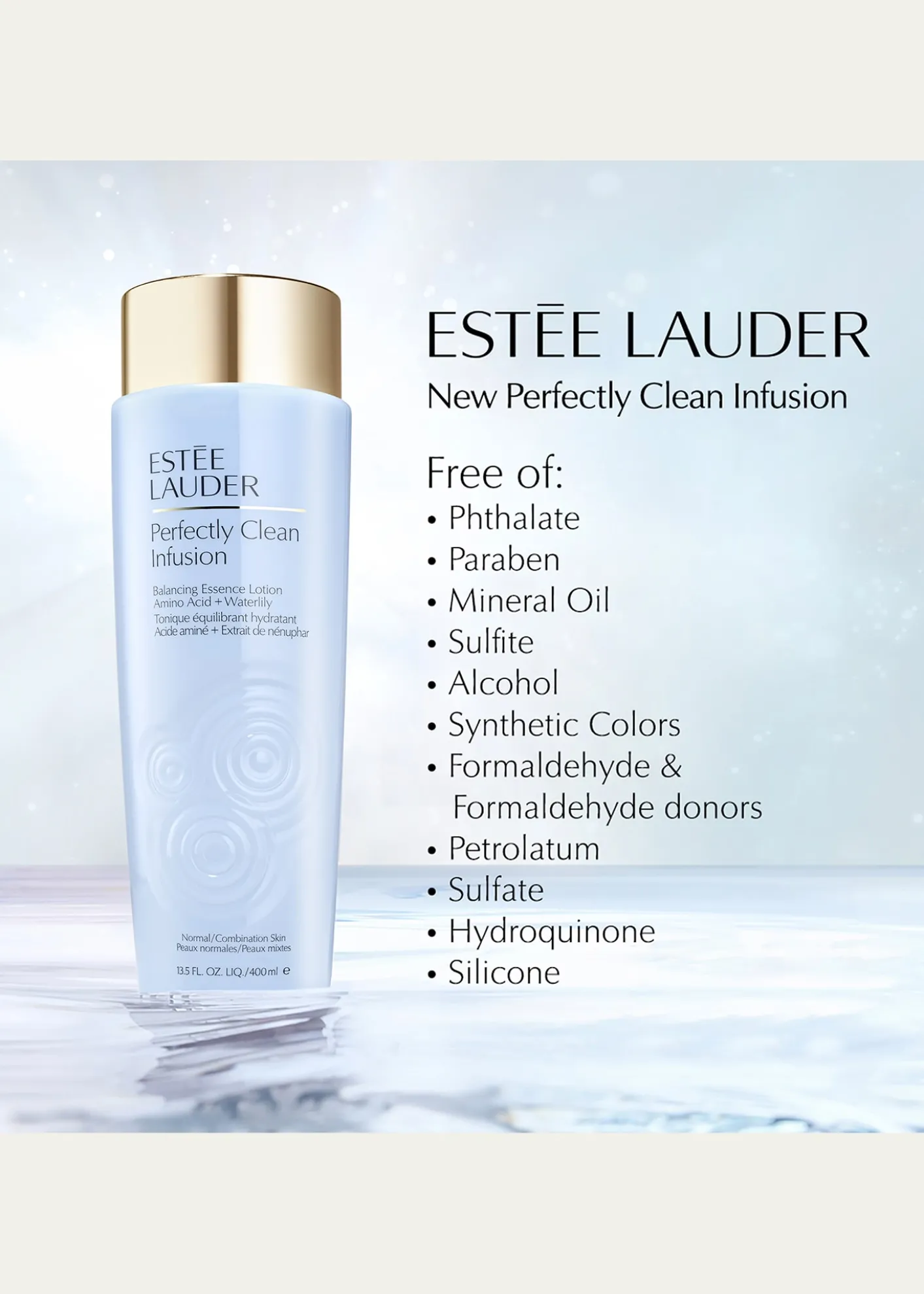 Estee LauderPerfectly Clean Infusion Balancing Skin Essence Face Lotion Toner with Amino Acid + Waterlily