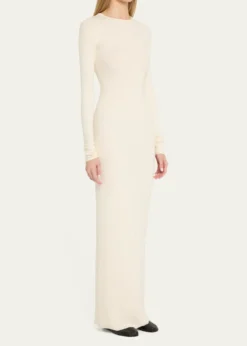 EterneLong-Sleeve Crewneck Rib-Knit Maxi Dress