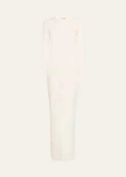 EterneLong-Sleeve Crewneck Rib-Knit Maxi Dress